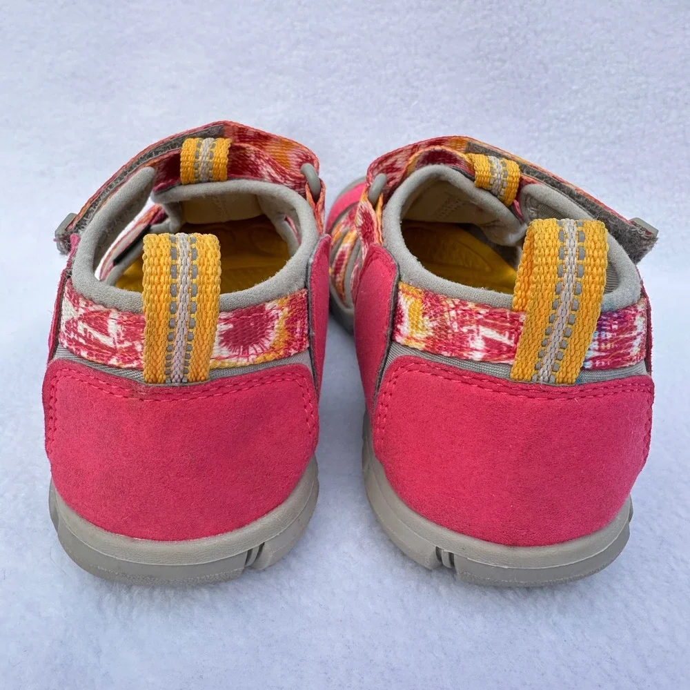 Keen Seacamp II CNX Sandals Kids Size 13 Pink Yellow Tie Dye Sport Water Shoes - Picture 4 of 12